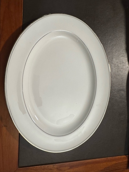 Waterford Other - Waterford White Oval Porcelain Platter with Silver Band